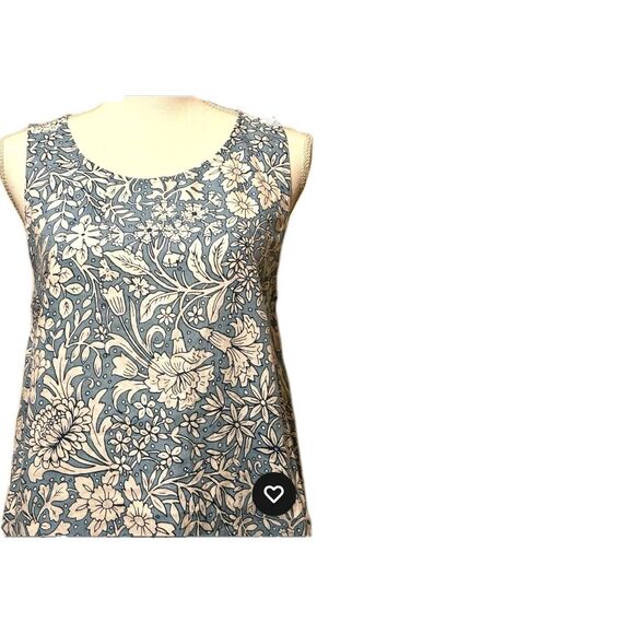 100% LINEN dress L RACHEL ASHWELL FLORAL Short Mini  BLUE WHITE Large Summer 12 - Picture 5 of 8